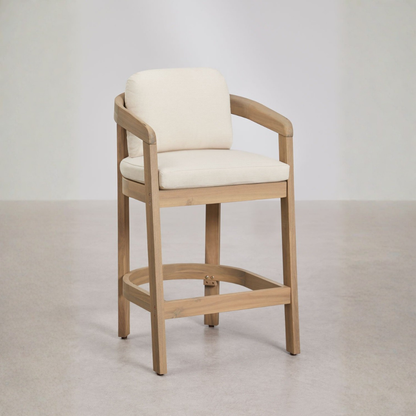 Uleno Acacia Wood High Stool with Cushions & Armrests