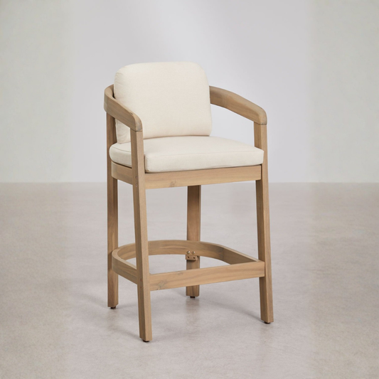 Uleno Acacia Wood High Stool with Cushions & Armrests