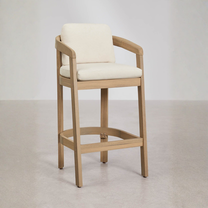 Uleno Acacia Wood High Stool with Cushions & Armrests
