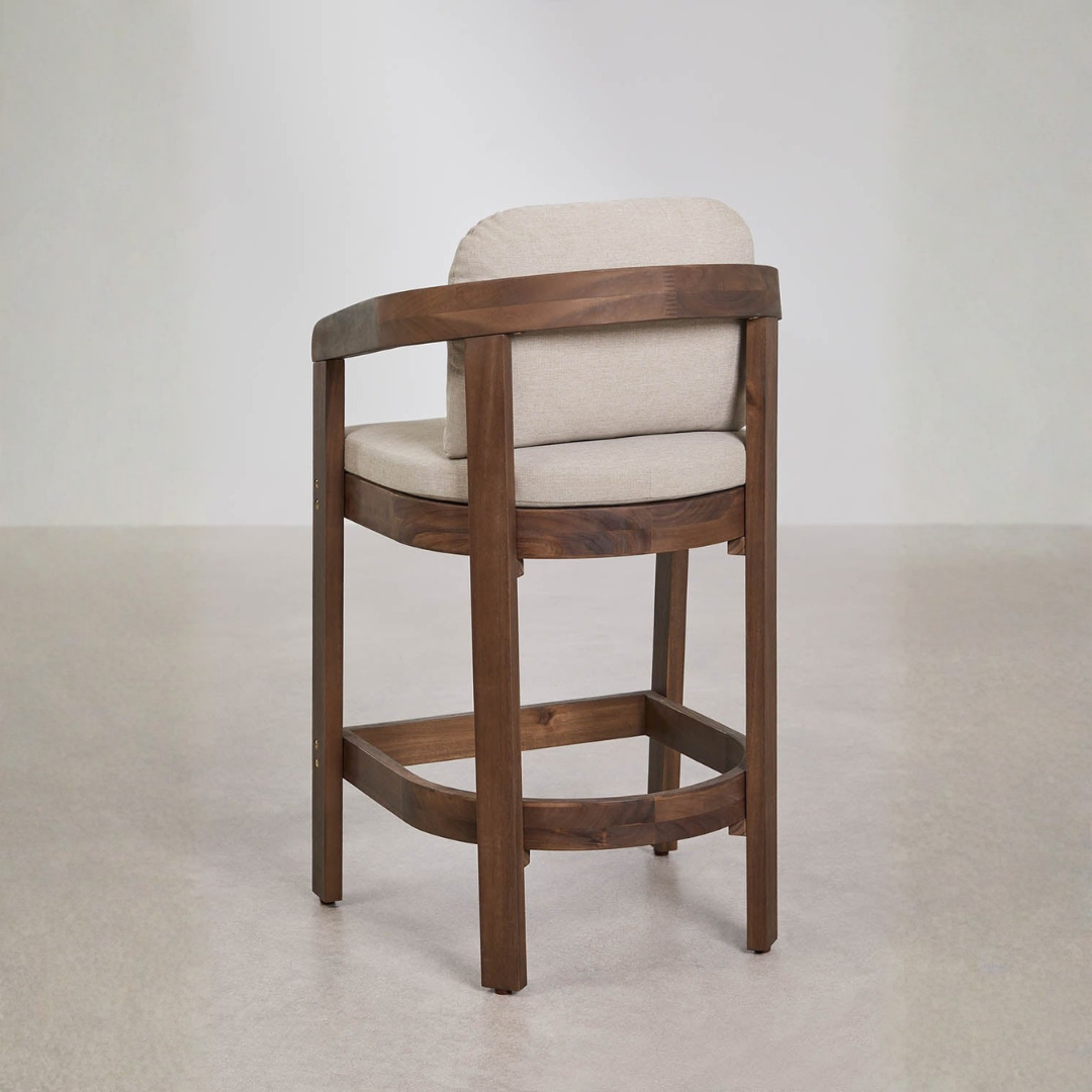 Uleno Acacia Wood High Stool with Cushions & Armrests
