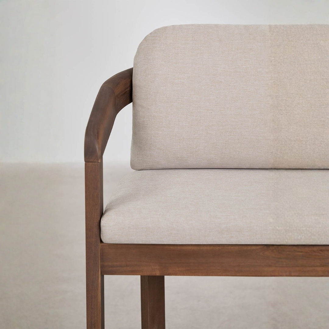 Uleno Acacia Wood High Stool with Cushions & Armrests