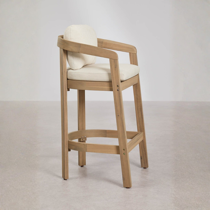 Uleno Acacia Wood High Stool with Cushions & Armrests