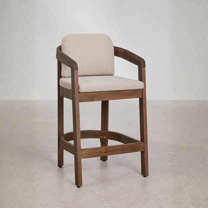 Uleno Acacia Wood High Stool with Cushions & Armrests
