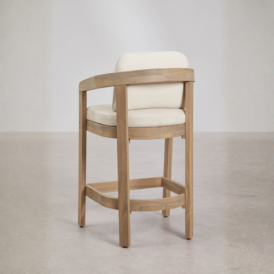 Uleno Acacia Wood High Stool with Cushions & Armrests