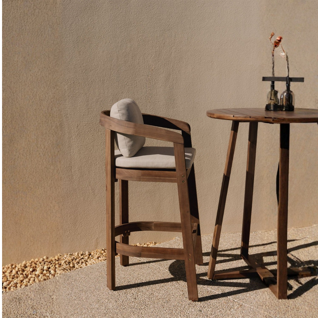 Uleno Acacia Wood High Garden Stool - Outdoor Comfort