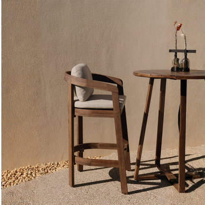 Uleno Acacia Wood High Garden Stool - Outdoor Comfort