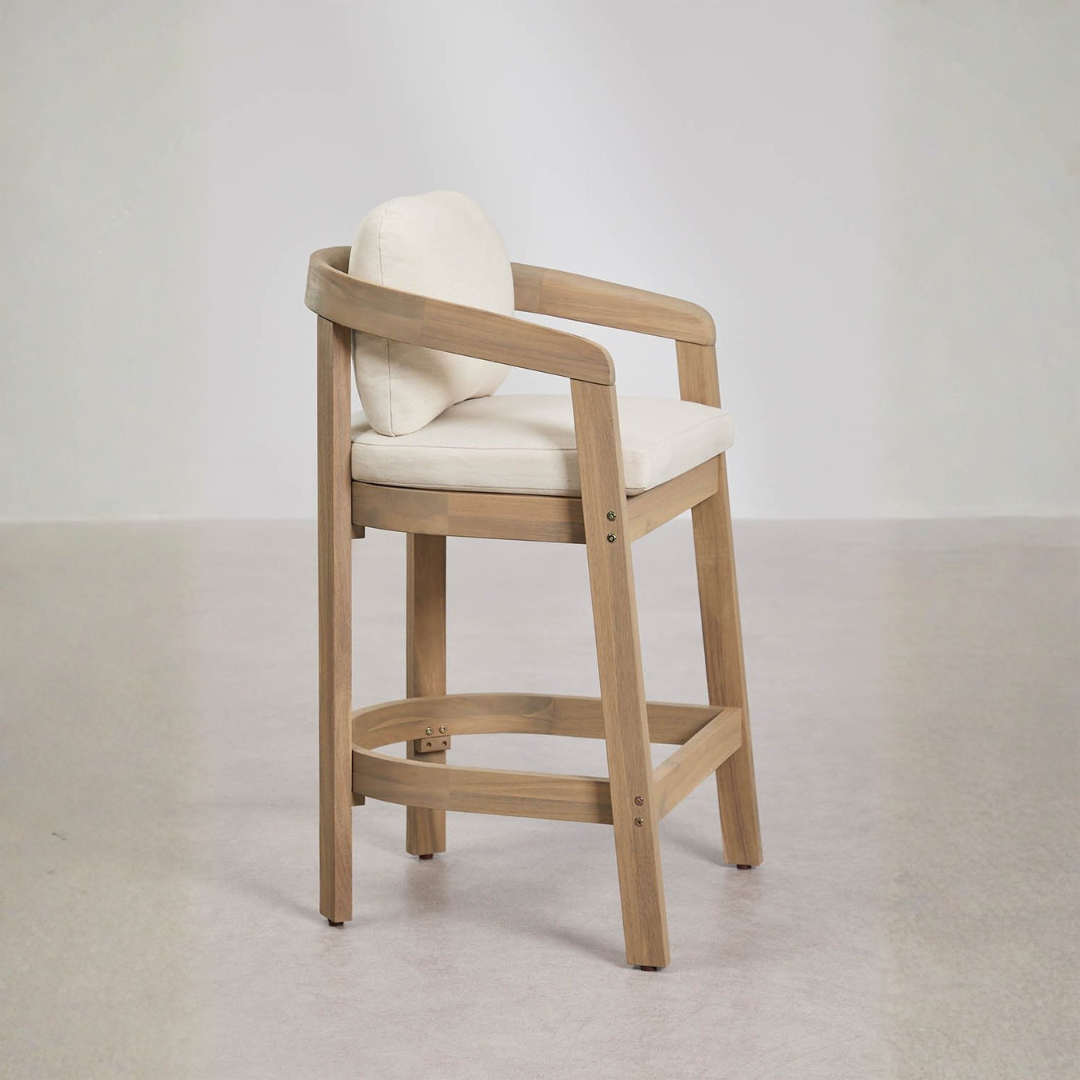 Uleno Acacia Wood High Garden Stool - Outdoor Comfort