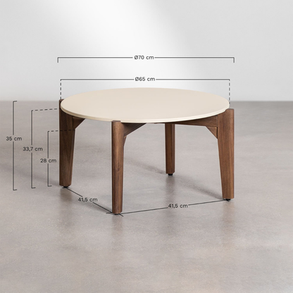 Xajul Round Coffee Table in Cement & Acacia Wood
