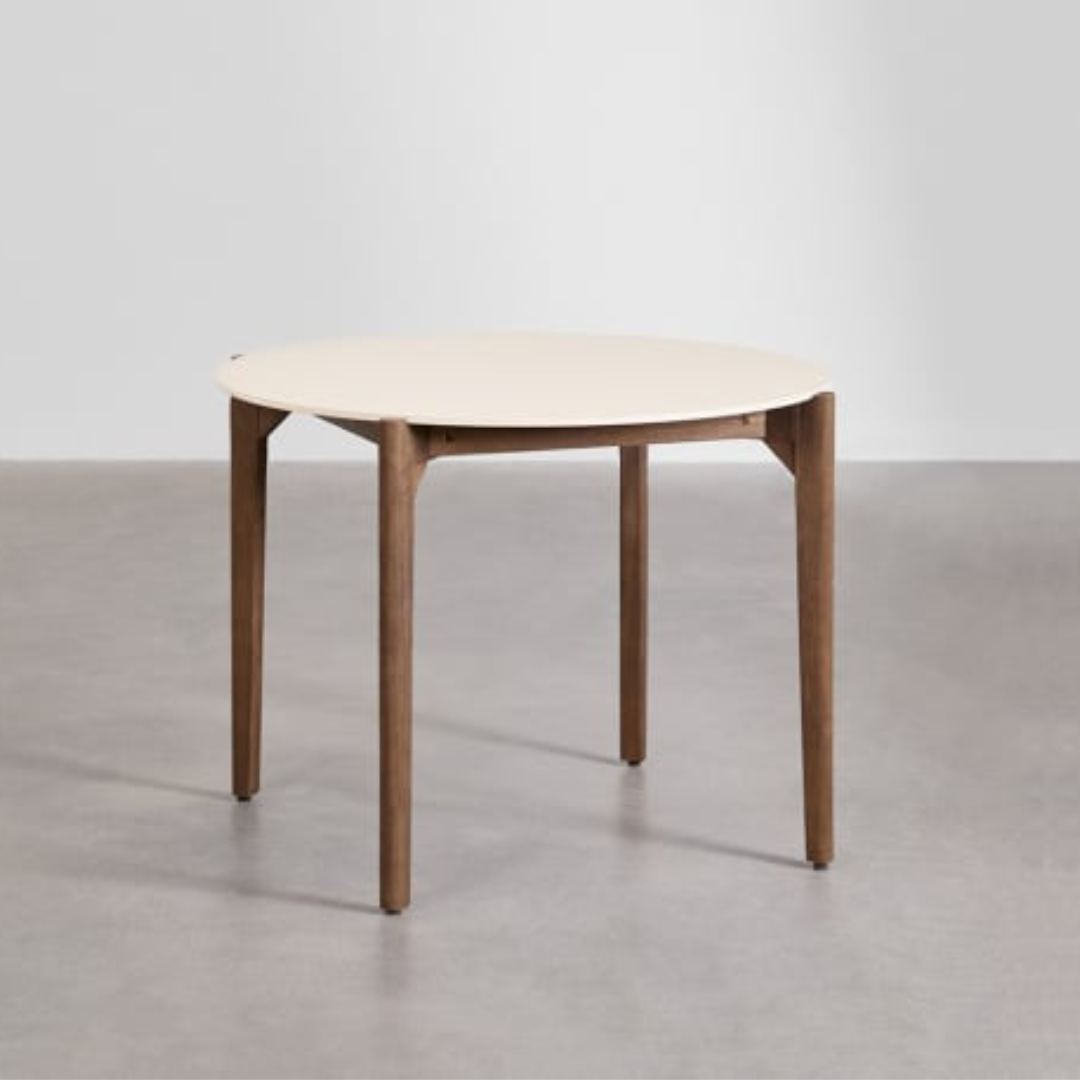 Xajul Round Coffee Table in Cement & Acacia Wood