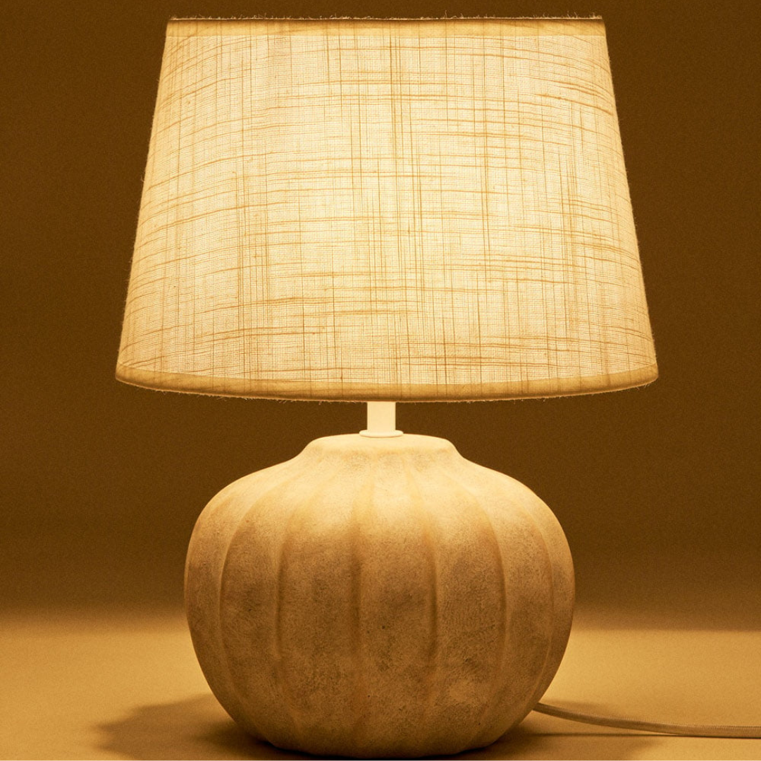 Yalira 30cm Ceramic and Linen Table Lamp with Neutral Shade