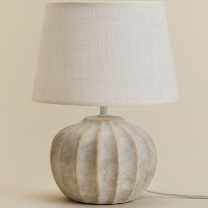 Yalira 30cm Ceramic and Linen Table Lamp with Neutral Shade