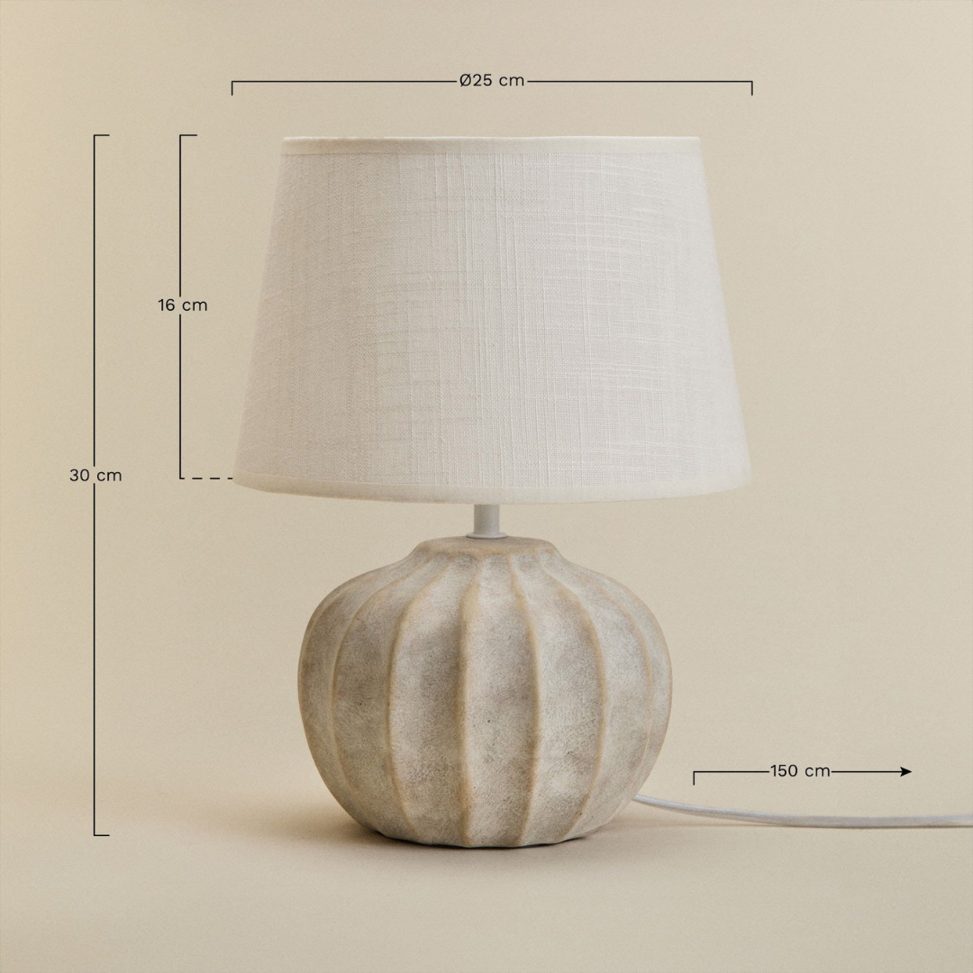 Yalira 30cm Ceramic and Linen Table Lamp with Neutral Shade