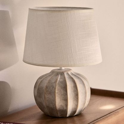 Yalira 30cm Ceramic and Linen Table Lamp with Neutral Shade