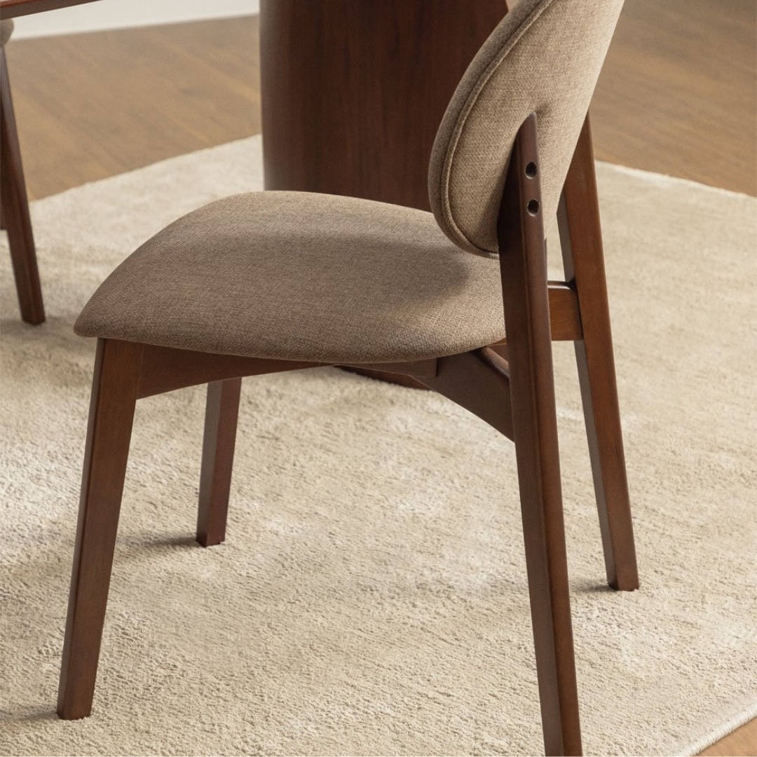 Yamena Dining Chair in Wood & Fabric – Modern Design