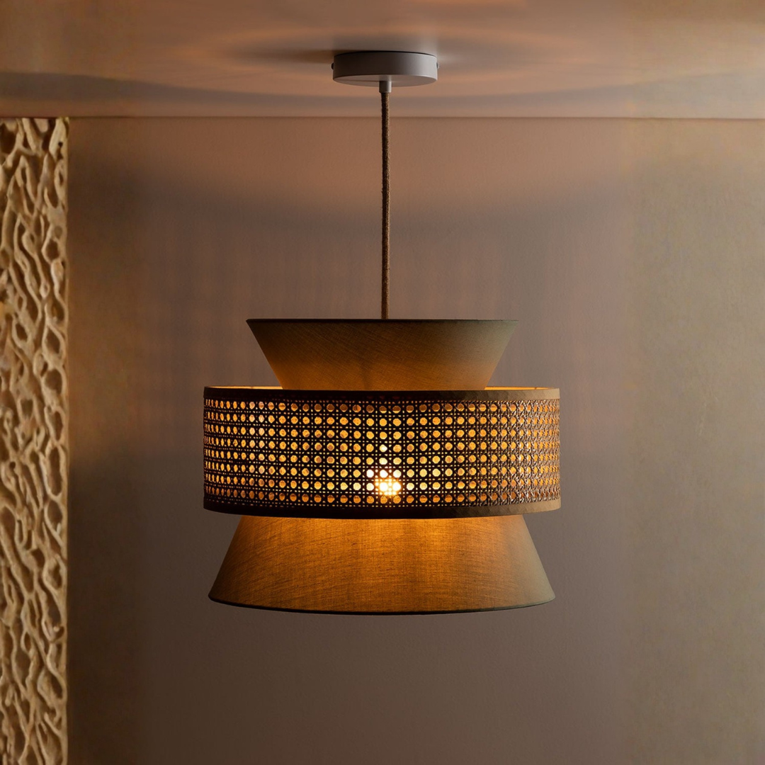 Yereh Rattan Hanging Ceiling Lamp Ø40 cm in Khaki Green