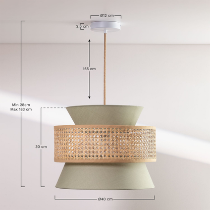 Yereh Rattan Hanging Ceiling Lamp Ø40 cm in Khaki Green