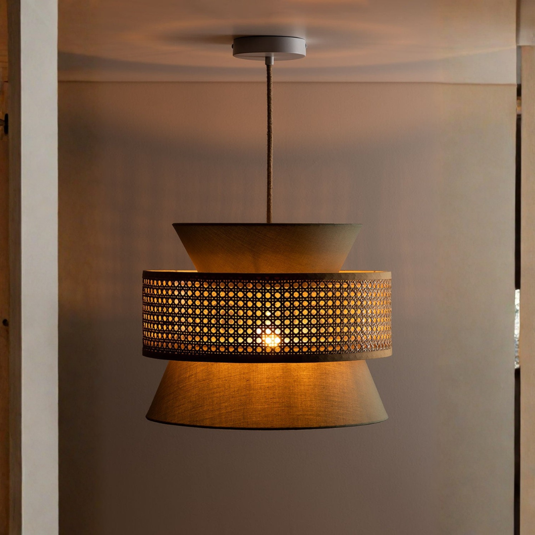 Yereh Rattan Hanging Ceiling Lamp Ø40 cm in Khaki Green