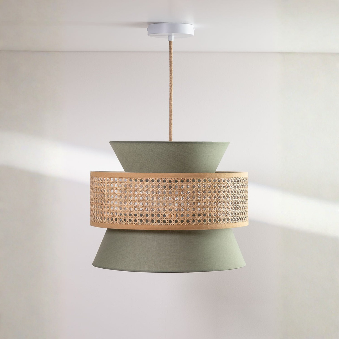 Yereh Rattan Hanging Ceiling Lamp Ø40 cm in Khaki Green