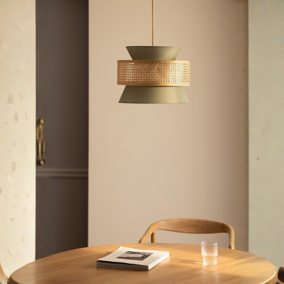 Yereh Rattan Hanging Ceiling Lamp Ø40 cm in Khaki Green