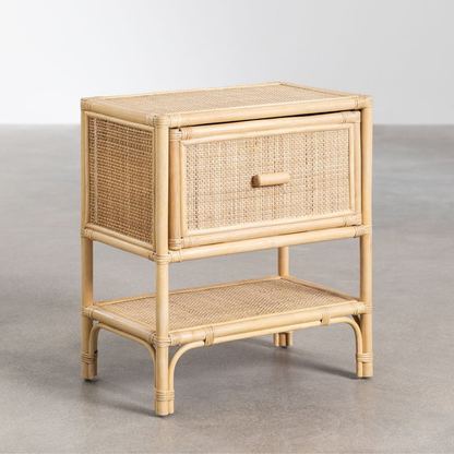 Yivisc Rectangular Rattan Bedside Table 45x30 cm