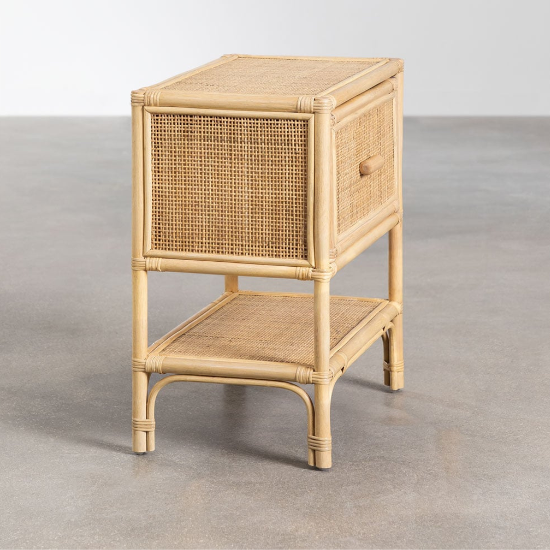 Yivisc Rectangular Rattan Bedside Table 45x30 cm