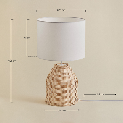 Zakai Rattan Table Lamp with Fabric Shade