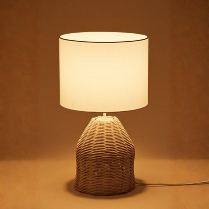 Zakai Rattan Table Lamp with Fabric Shade