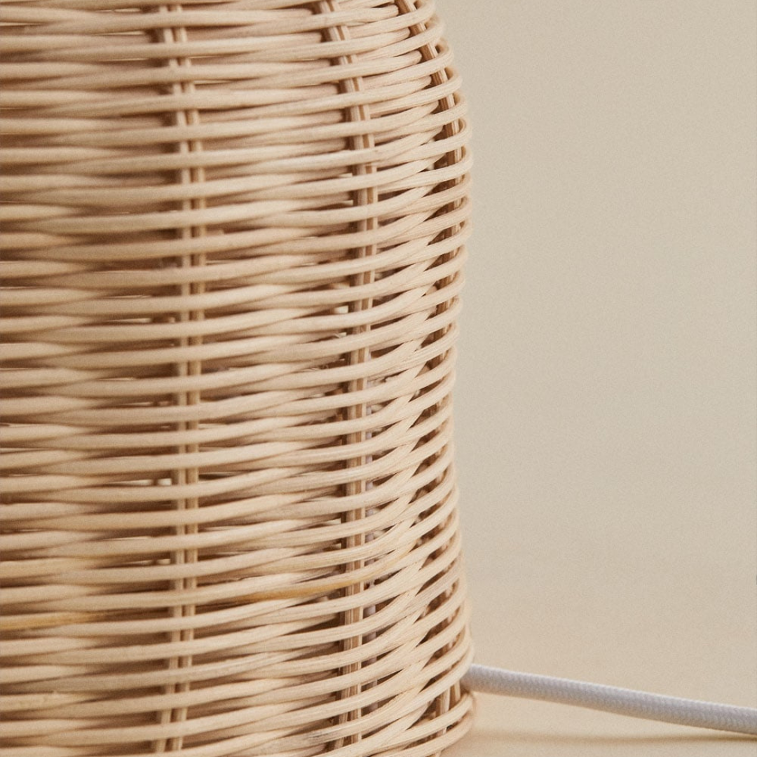 Zakai Rattan Table Lamp with Fabric Shade