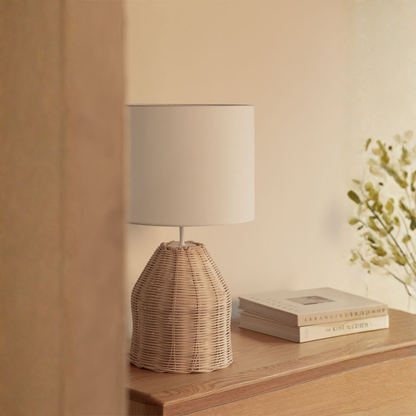Zakai Rattan Table Lamp with Fabric Shade