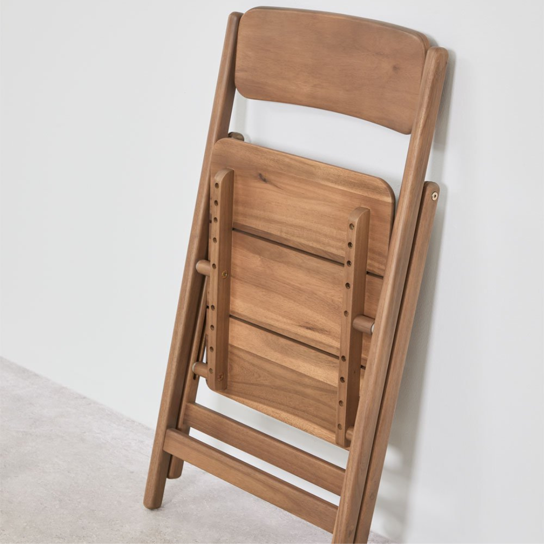 Zayma Acacia Wood Folding Dining Chair - Compact & Stylish